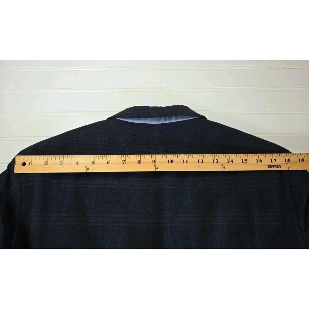 Tommy‎ Hilfiger Men's Sport Coat Blazer Jacket Navy Blue Plaid 42L STRETCH